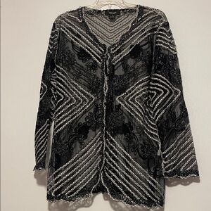 NWOT Elegant Black and Silver Blouse